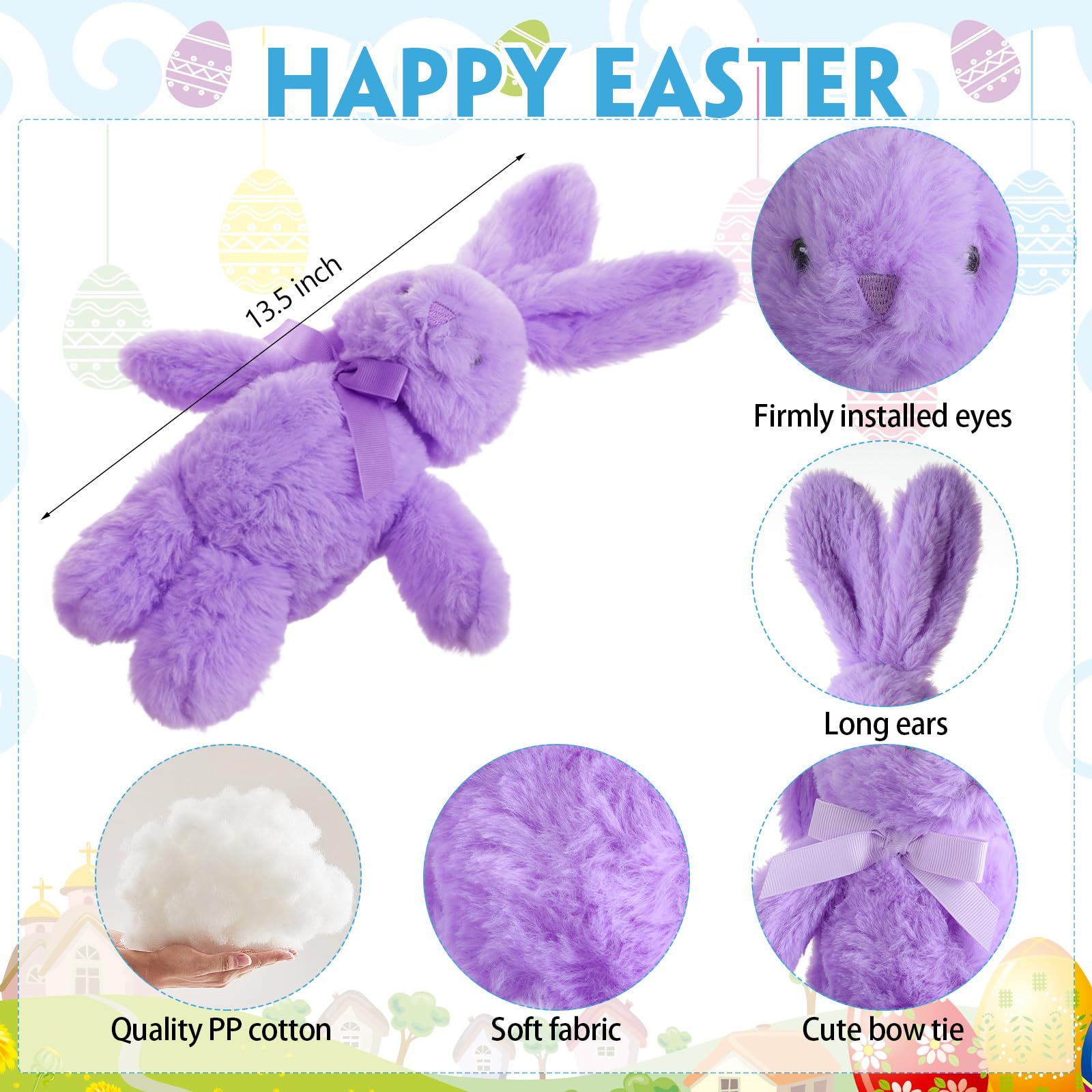 Arrowbash 24-piece bunny plush set in vibrant colors for Easter gifting.