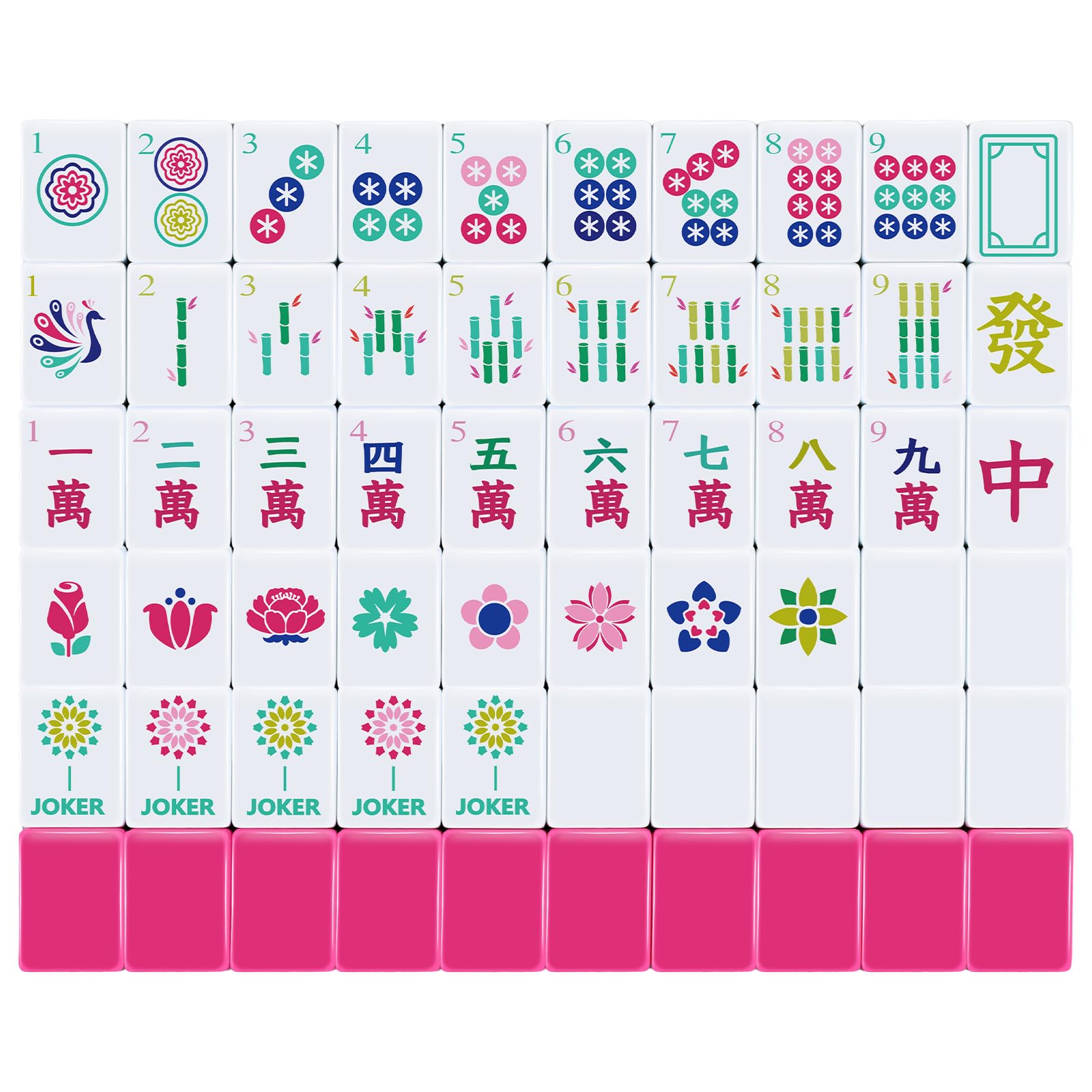 Arrowbash American Mahjong Set tiles with vivid colors for fast recognition during play.