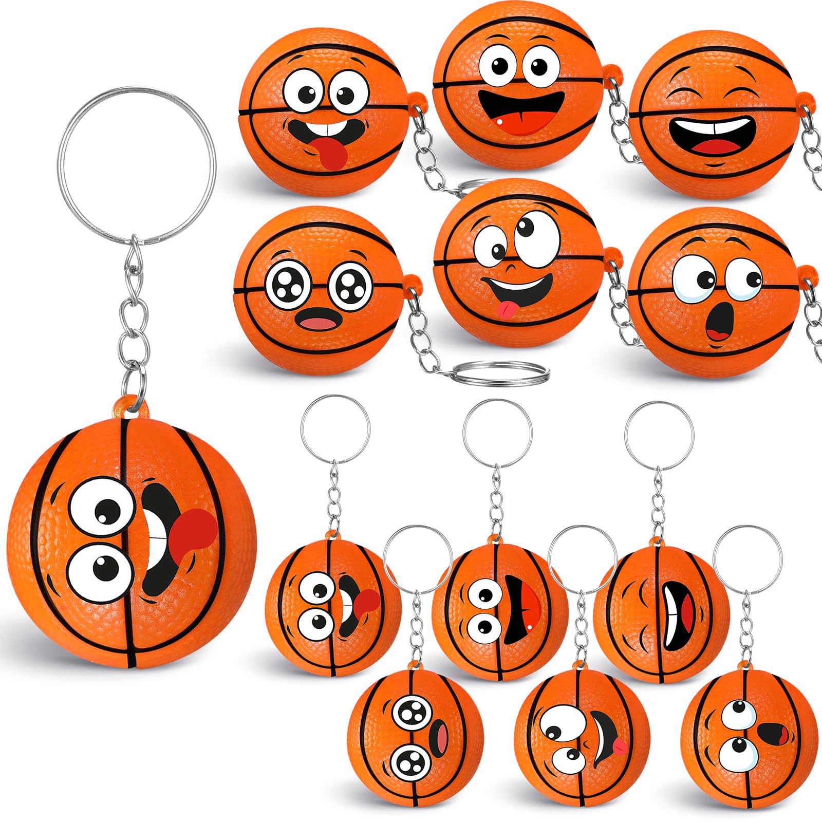 Arrowbash basketball face stress ball keychain for quick relief on the go.