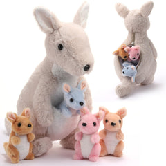 Arrowbash 12-inch mother kangaroo plush with babies for bedtime cuddles.