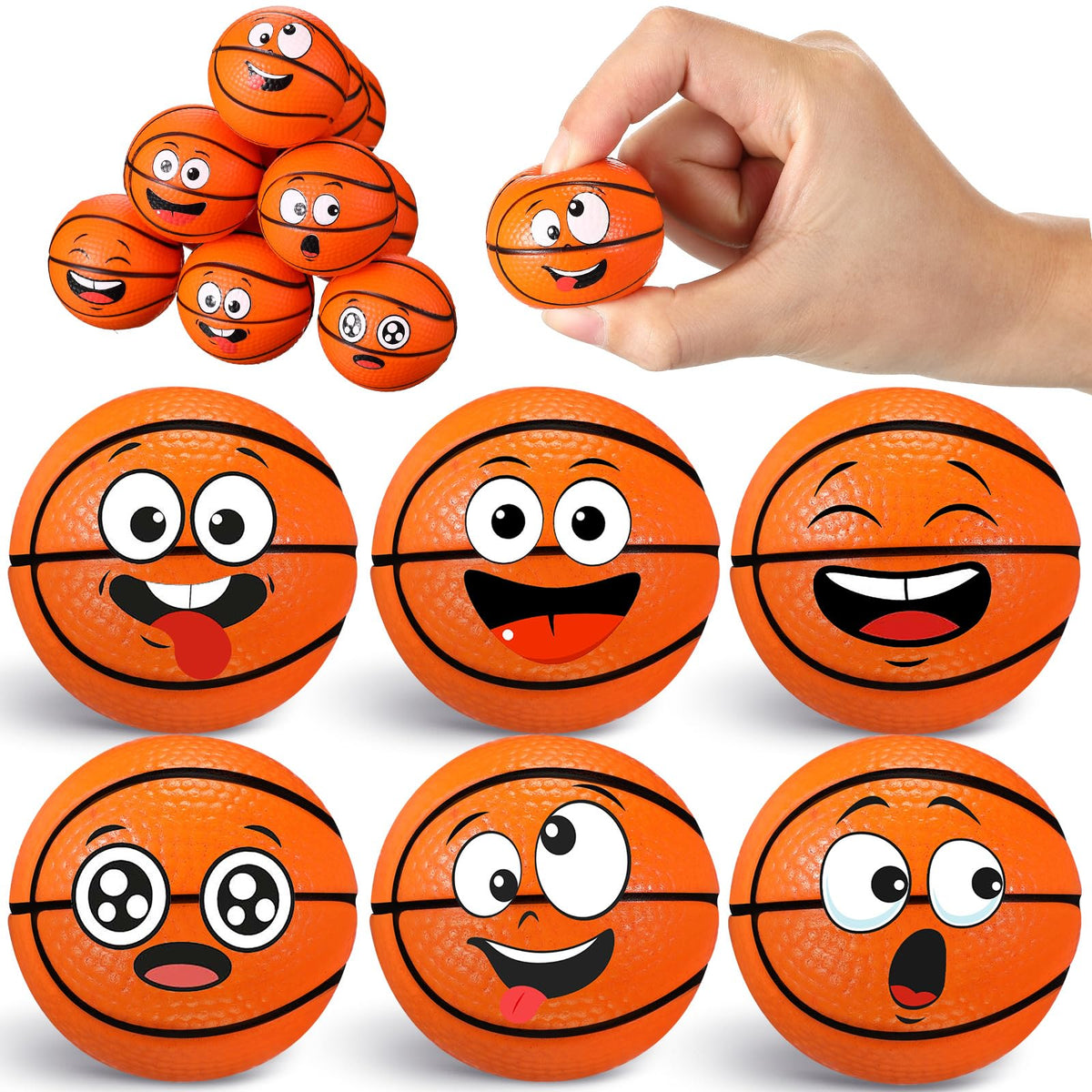 Arrowbash mini basketball stress ball with happy face for quick focus and fun