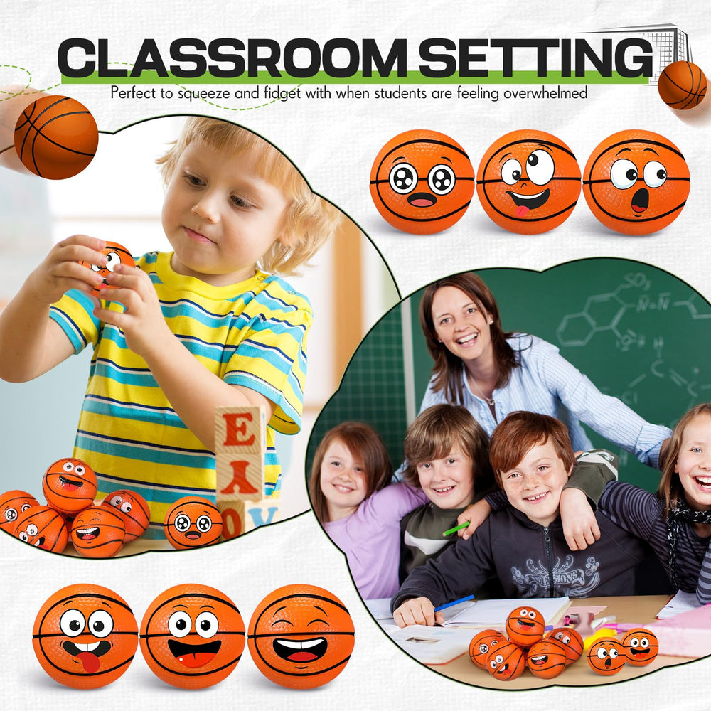 Arrowbash mini basketball stress ball with silly face for playful relief and dexterity
