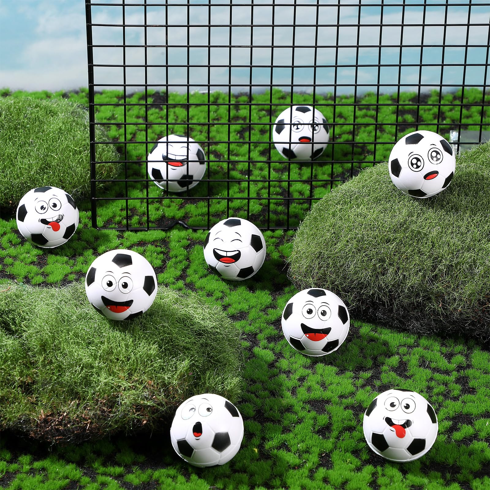 Arrowbash mini soccer stress ball face-04, sport themed decor and party favor appeal