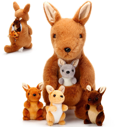 Arrowbash mother kangaroo 12-inch plush with back zipper storage for added versatility.