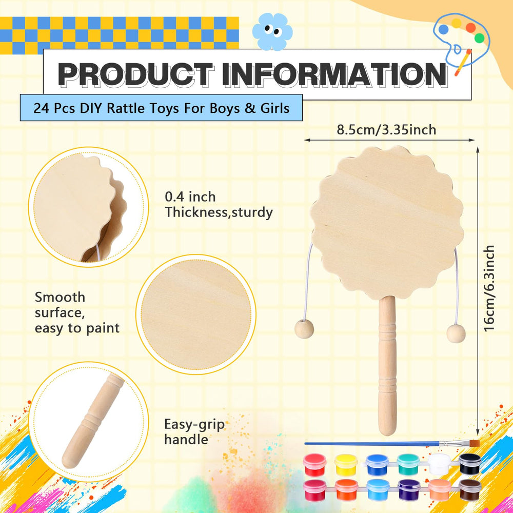 Arrowbash wooden rattle with paint kit supports group DIY sessions and creative play.