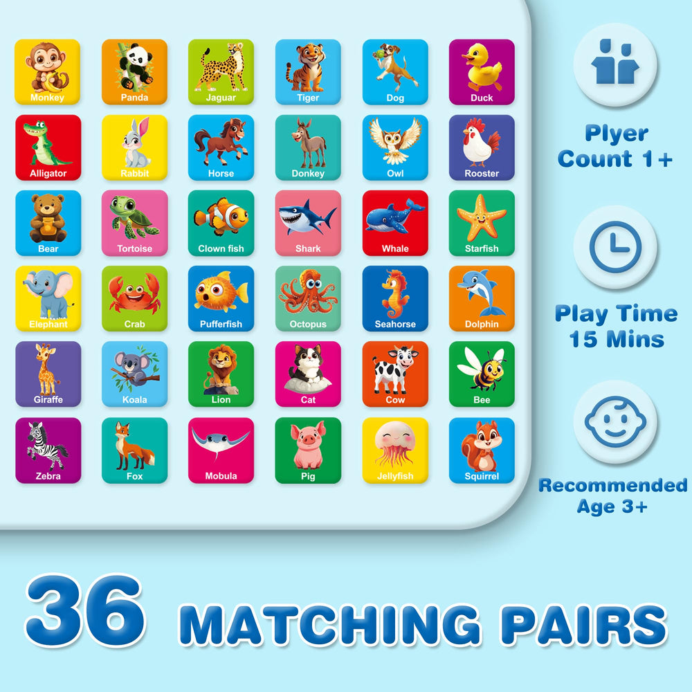 Arruki Kids memory cards close-up featuring animals to boost visual recall