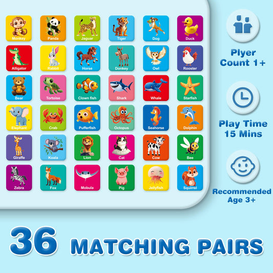Arruki Kids memory cards close-up featuring animals to boost visual recall