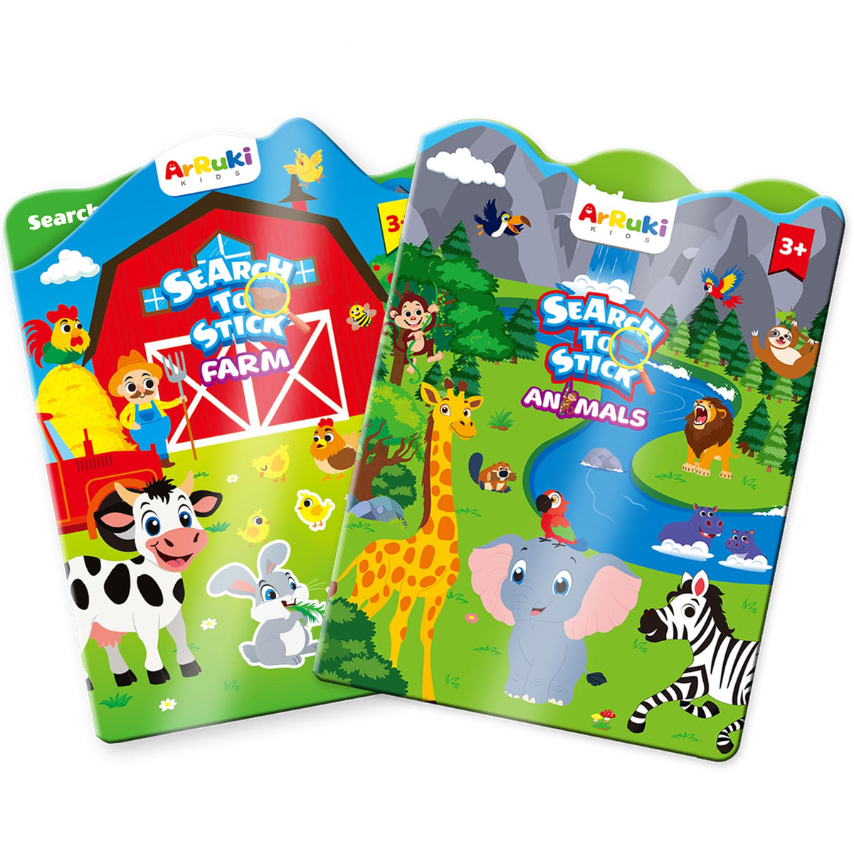 ArRuKi KIDS farm animals sticker book cover for imaginative play and learning