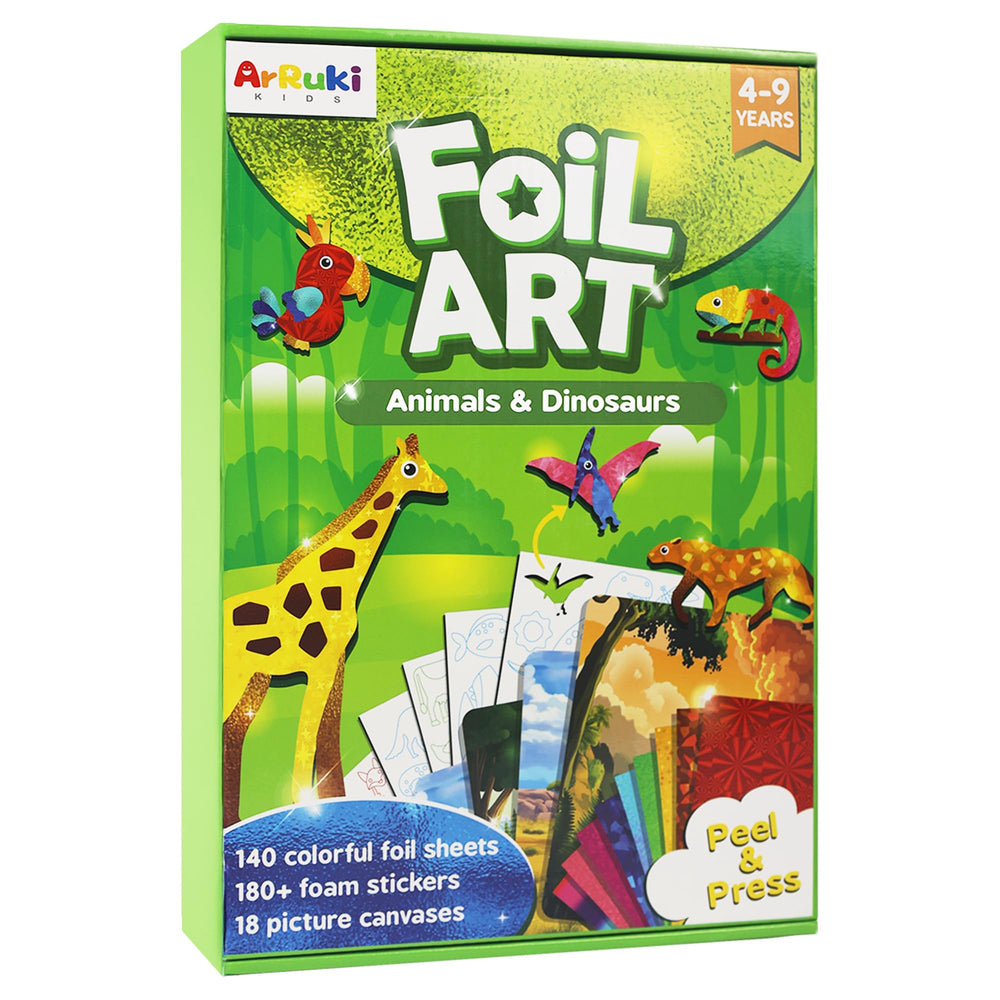 ArRuKi KIDS Foil Art Kit: animals and dinosaurs for imaginative, mess-free crafts.