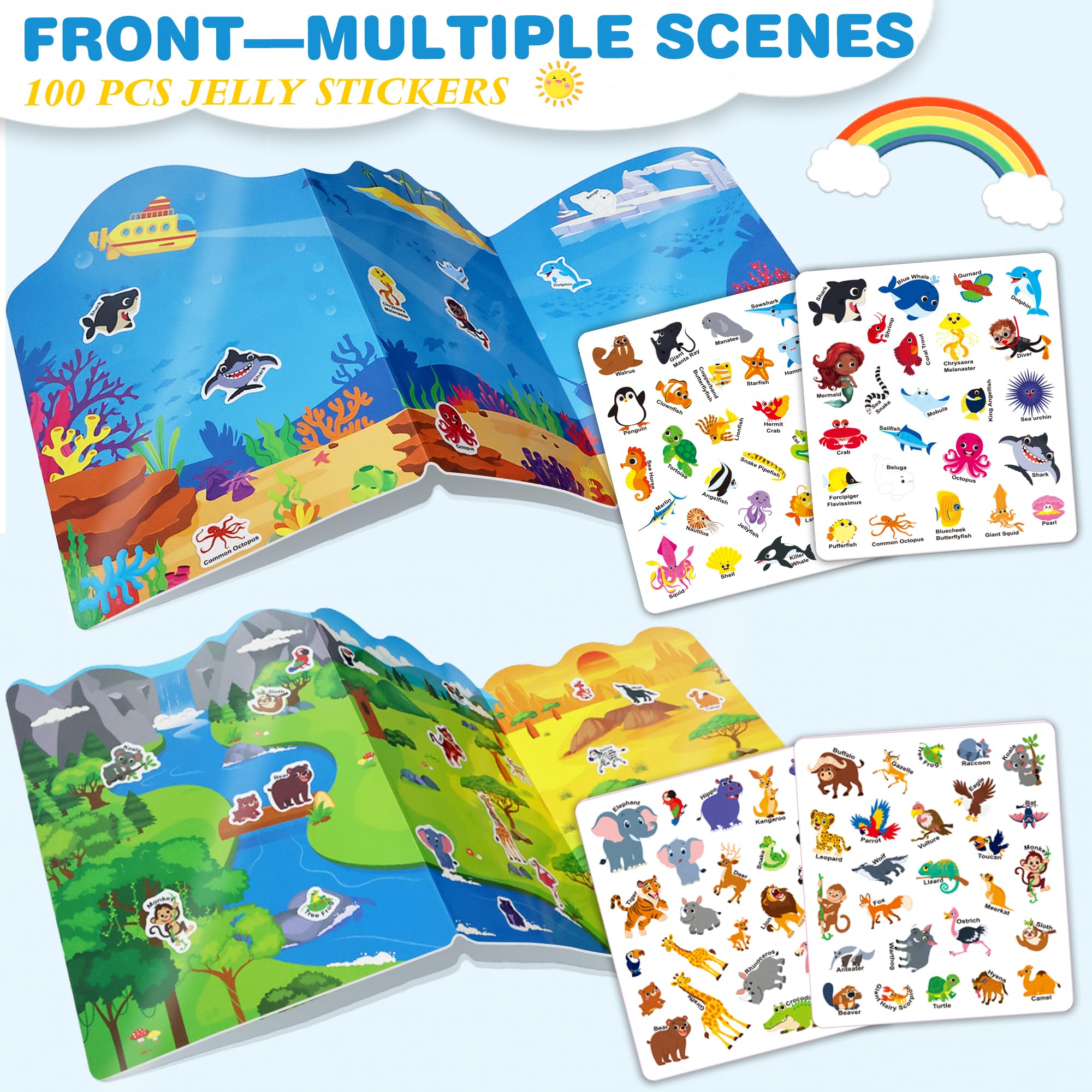 ArRuKi KIDS Ocean World stickers closeup—vibrant jelly textures spark imaginative play.