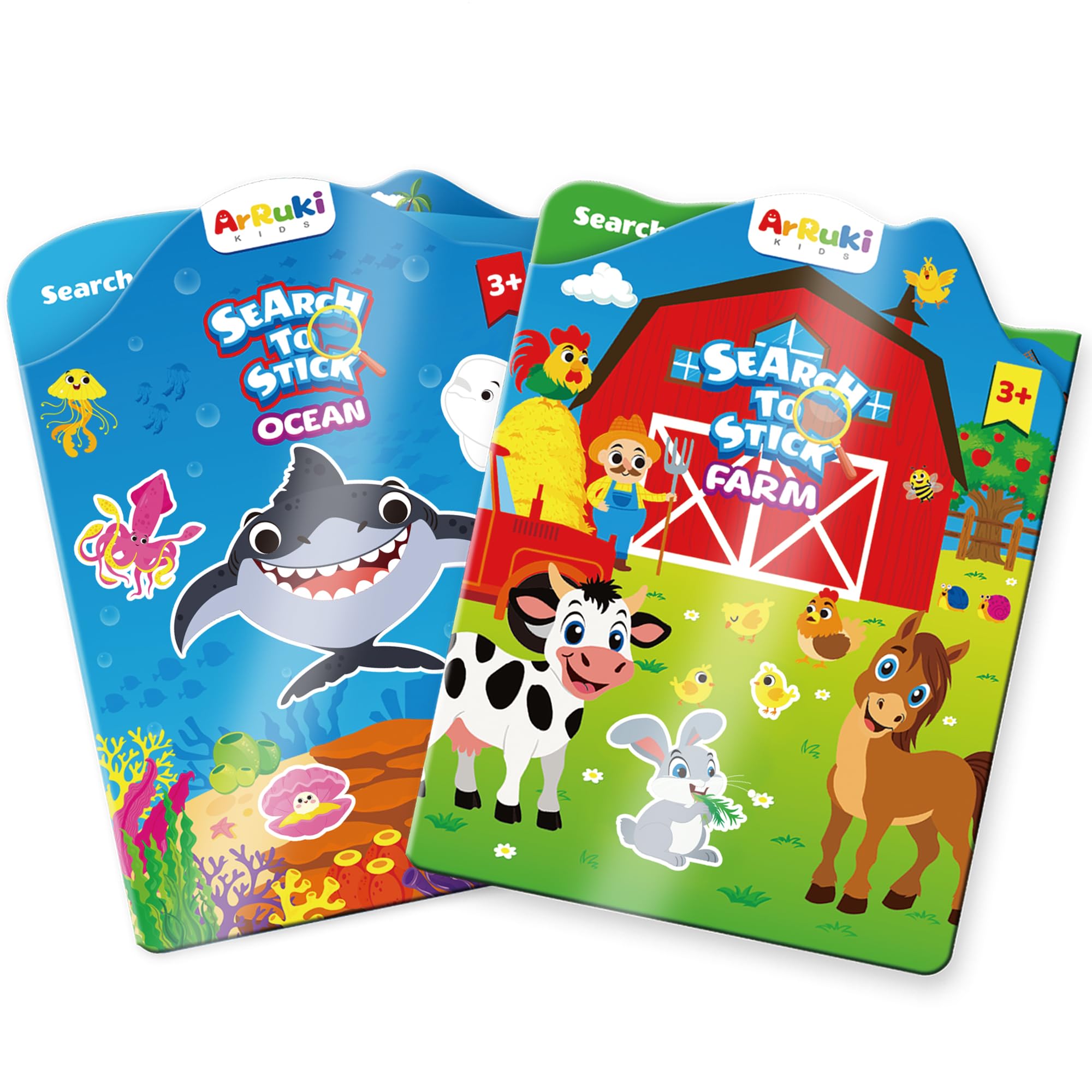 Arruki Kids farm scene sticker book with 3D jelly stickers for imaginative play.