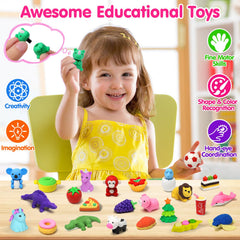 Arscniek desk pets erasers sit cheerful on desks, encouraging color recognition.