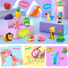 Arscniek random colors add surprise to each eraser set and classroom display.