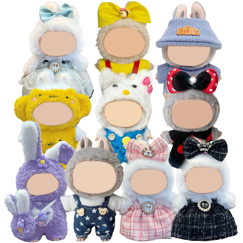 Arsfit 17cm Labubu doll outfit with hat and dress for stylish display.