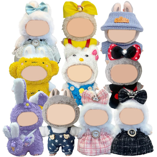 Arsfit 17cm Labubu doll outfit with hat and dress for stylish display.