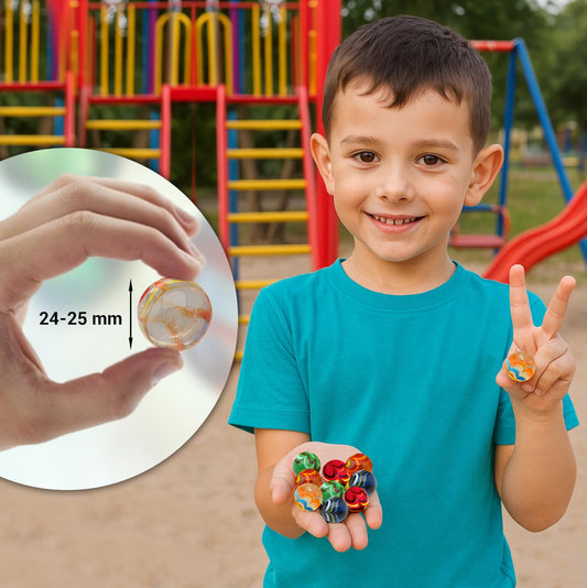 ARSUK large glass shooter marble 25mm blue for marble runs and crafts.