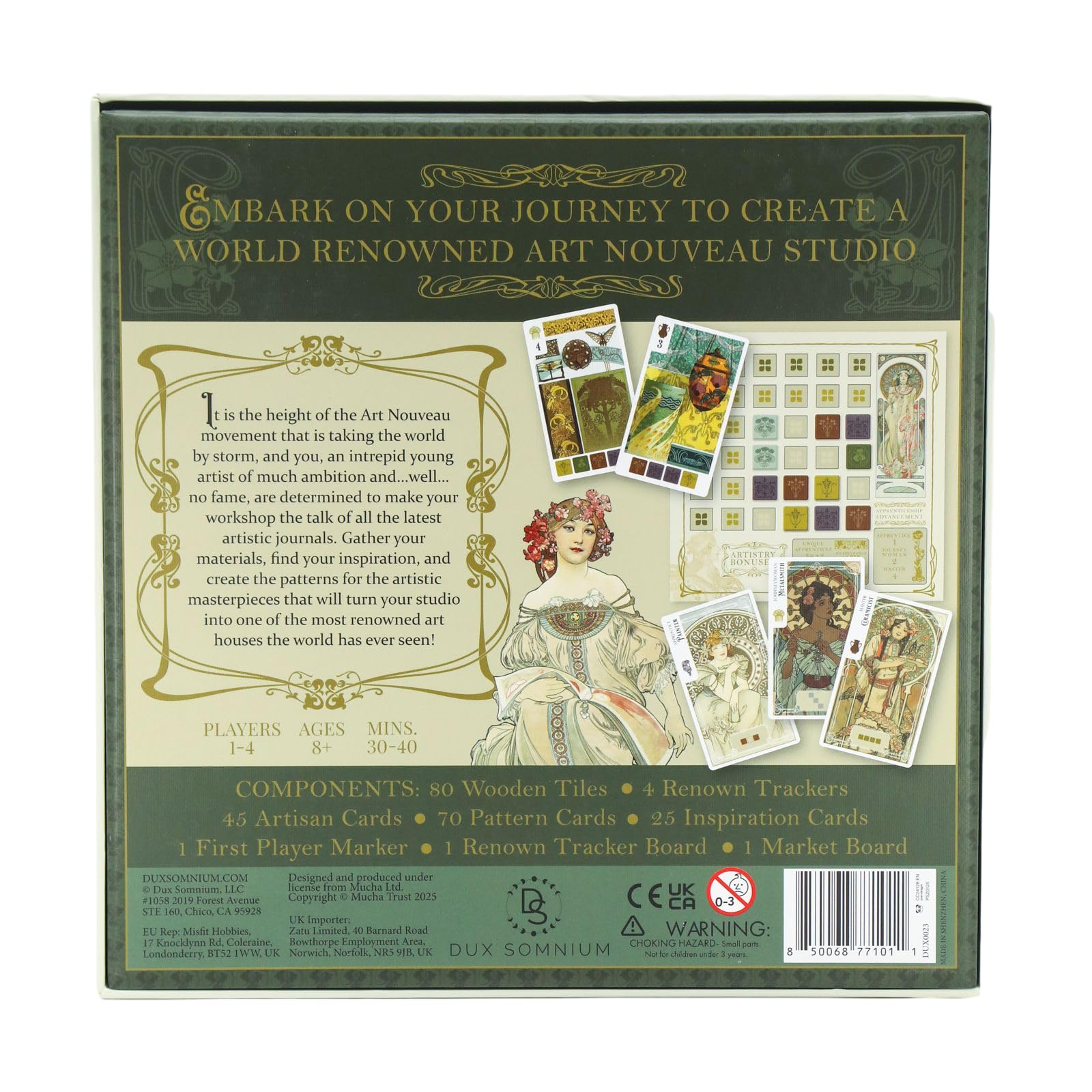 ART NOUVEAU ARTISTRY game board setup with vibrant motifs inviting quick play.