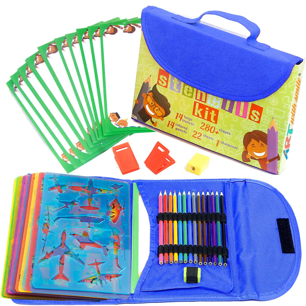 Art with smile drawing stencils kit for kids, kid-friendly art set for creative practice.