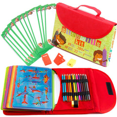 Art with Smile drawing stencils kit carry case open, inviting kids to start creative projects on the go.