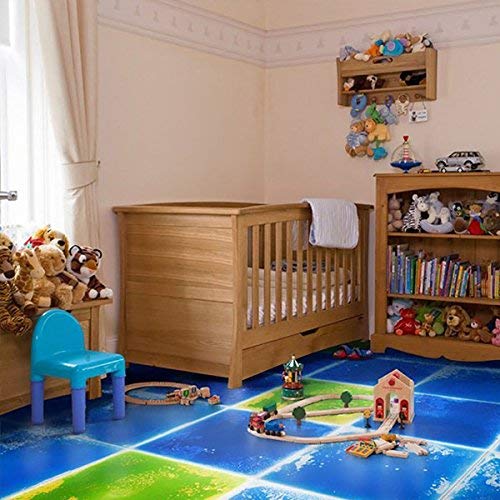 Art3d blue liquid floor tile designed for kids' rooms with dynamic color movement