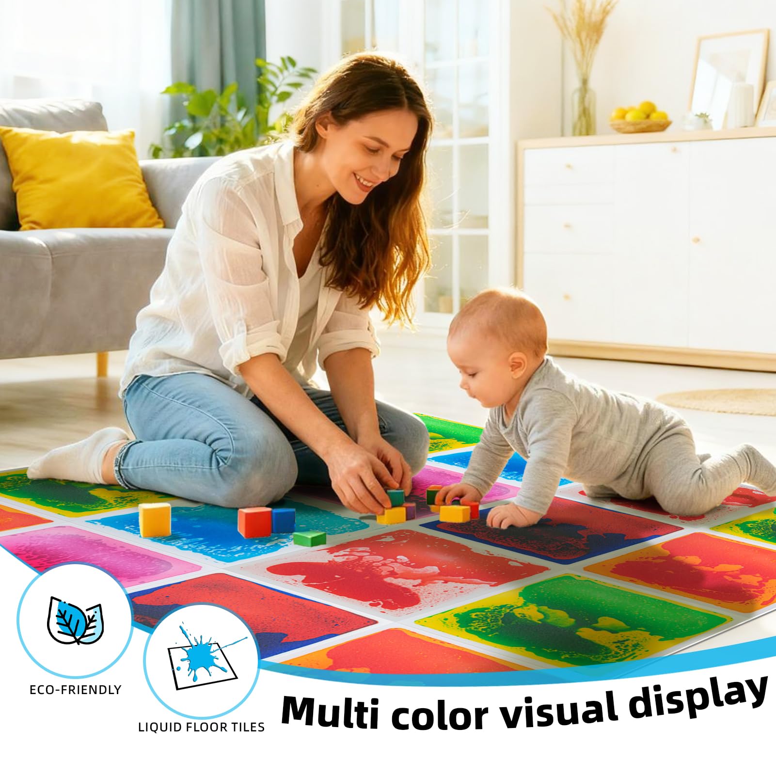 Art3d Liquid Sensory Floor Tile anti-slip backing keeps tiles secure.