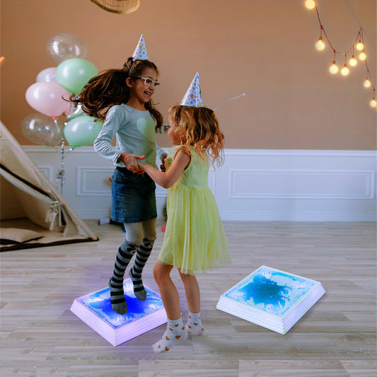 Art3d blue liquid motion tile changes colors when activated by sound.