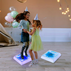 Art3d blue liquid motion tile changes colors when activated by sound.
