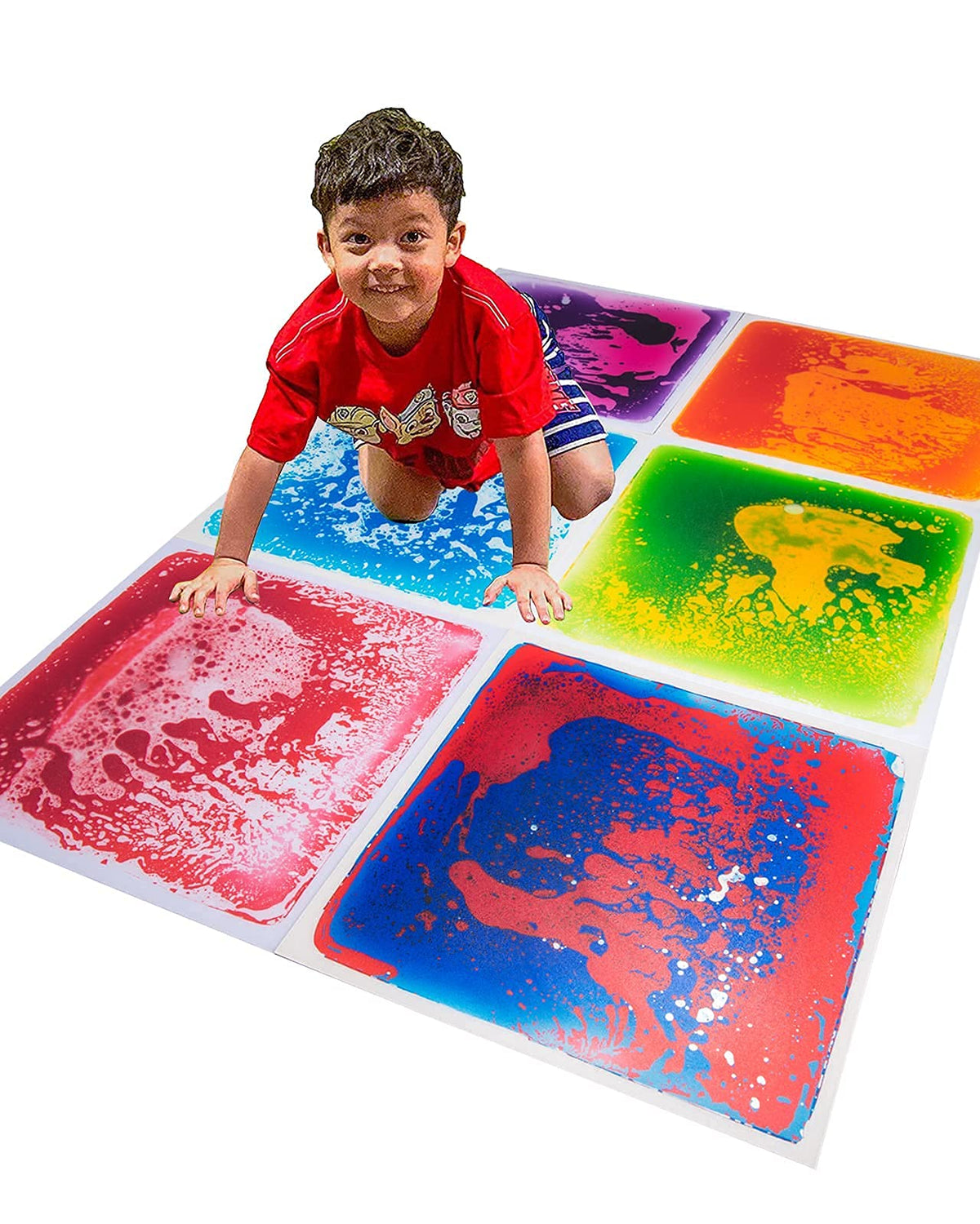 Art3d sensory room tile with six colors and a responsive liquid surface for active play.