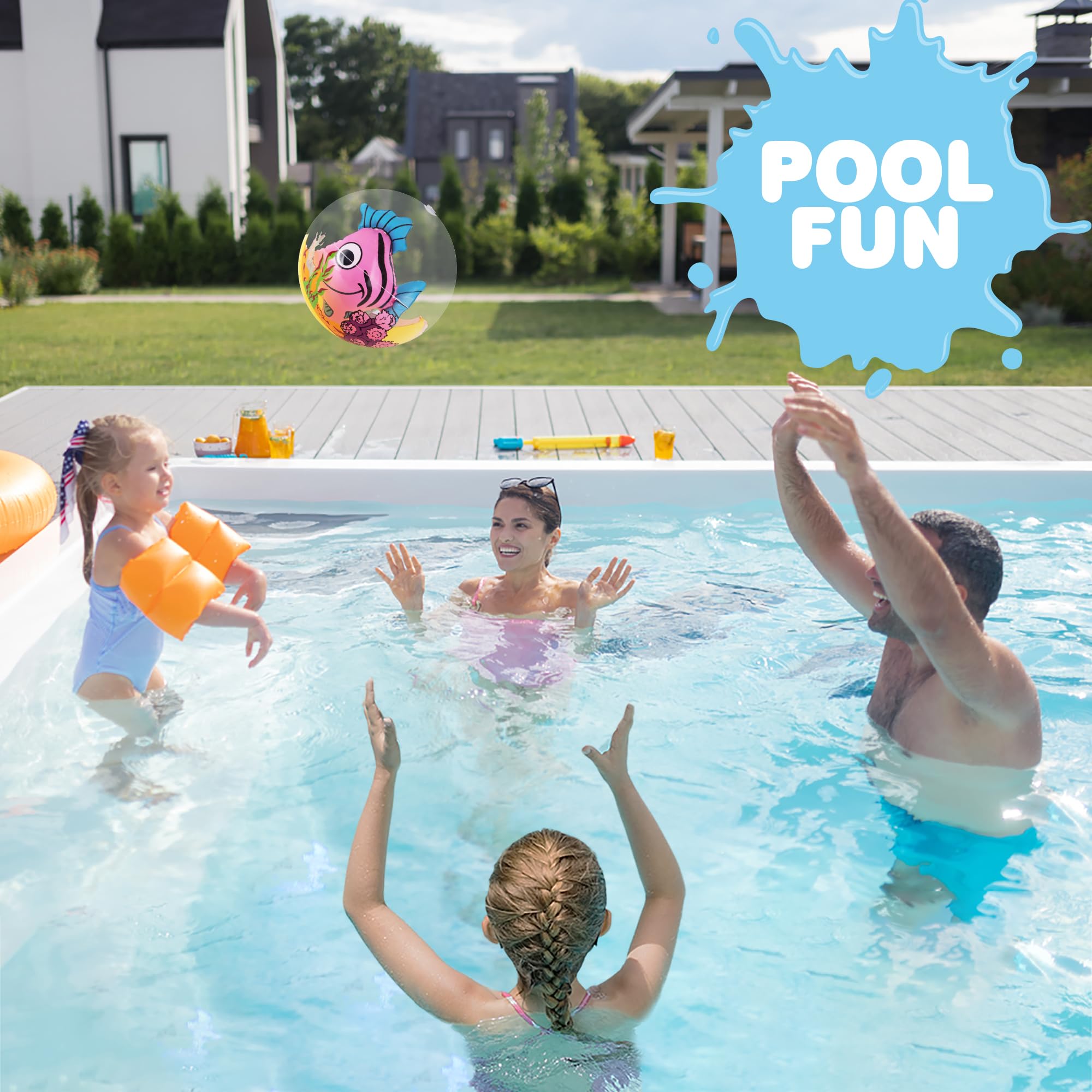 ArtCreativity 3D fish ball inside red fish, eye-catching pool toy for kids.