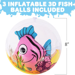 ArtCreativity 3D fish ball with yellow fish inside, adds bright pool party decor.