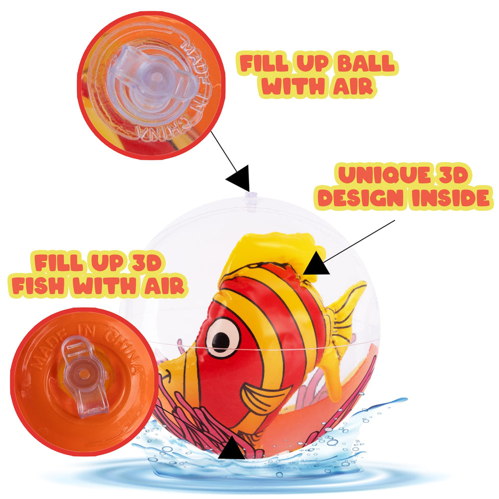 ArtCreativity aquatic party ball—clear ball with fish inside, great luau decor.