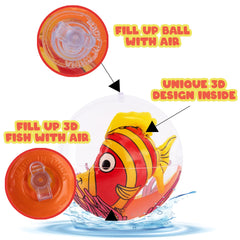 ArtCreativity aquatic party ball—clear ball with fish inside, great luau decor.
