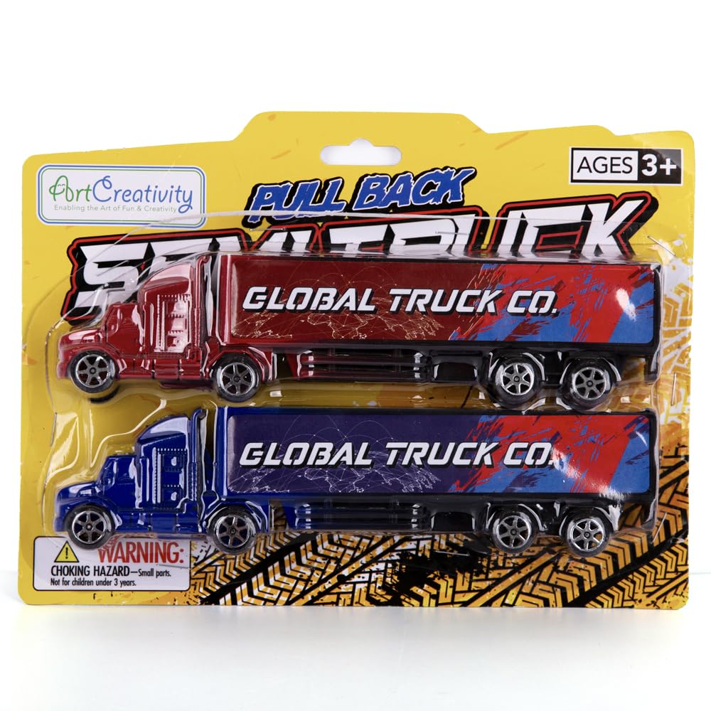 ArtCreativity large pull-back trucks enhance room decor and gifts.