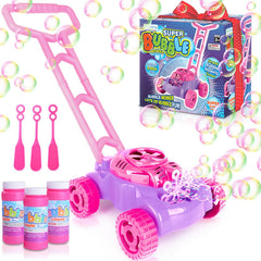 ArtCreativity Bubble Lawn Mower in action with bubbles for outdoor toddler play.