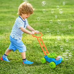 ArtCreativity bubble lawn mower close-up shows wheels with gear sounds