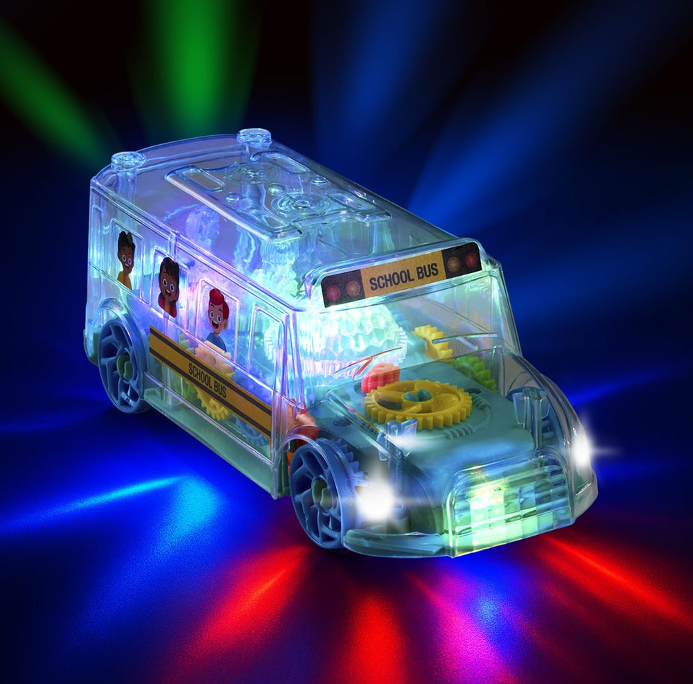 ArtCreativity bump-and-go bus moves around obstacles for active indoor fun.