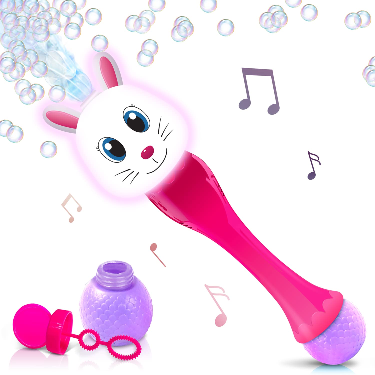 ArtCreativity bunny bubble wand 14-inch image showing pink bunny design for easy grip and festive fun.