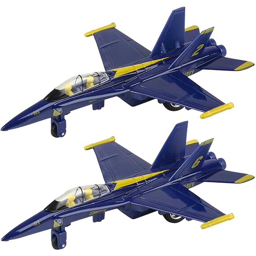ArtCreativity diecast F-18 Blue Angel jet front view, ideal for active play.