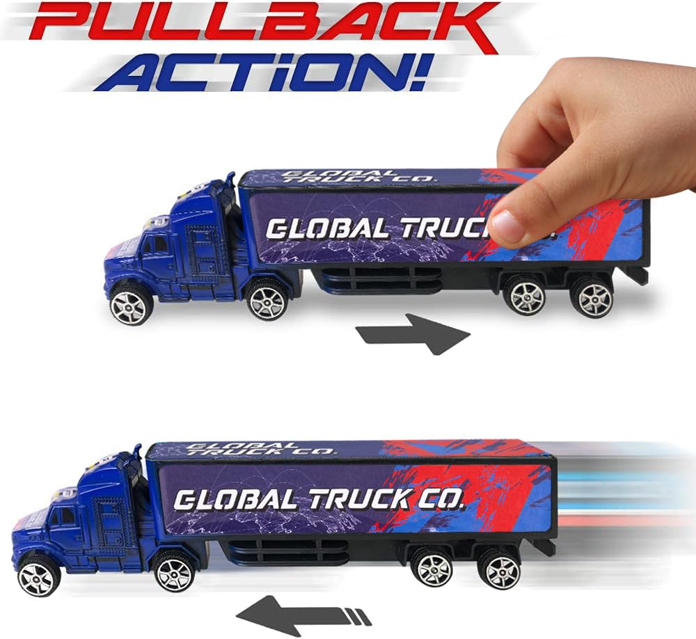 ArtCreativity blue semi truck toy features durable plastic construction.