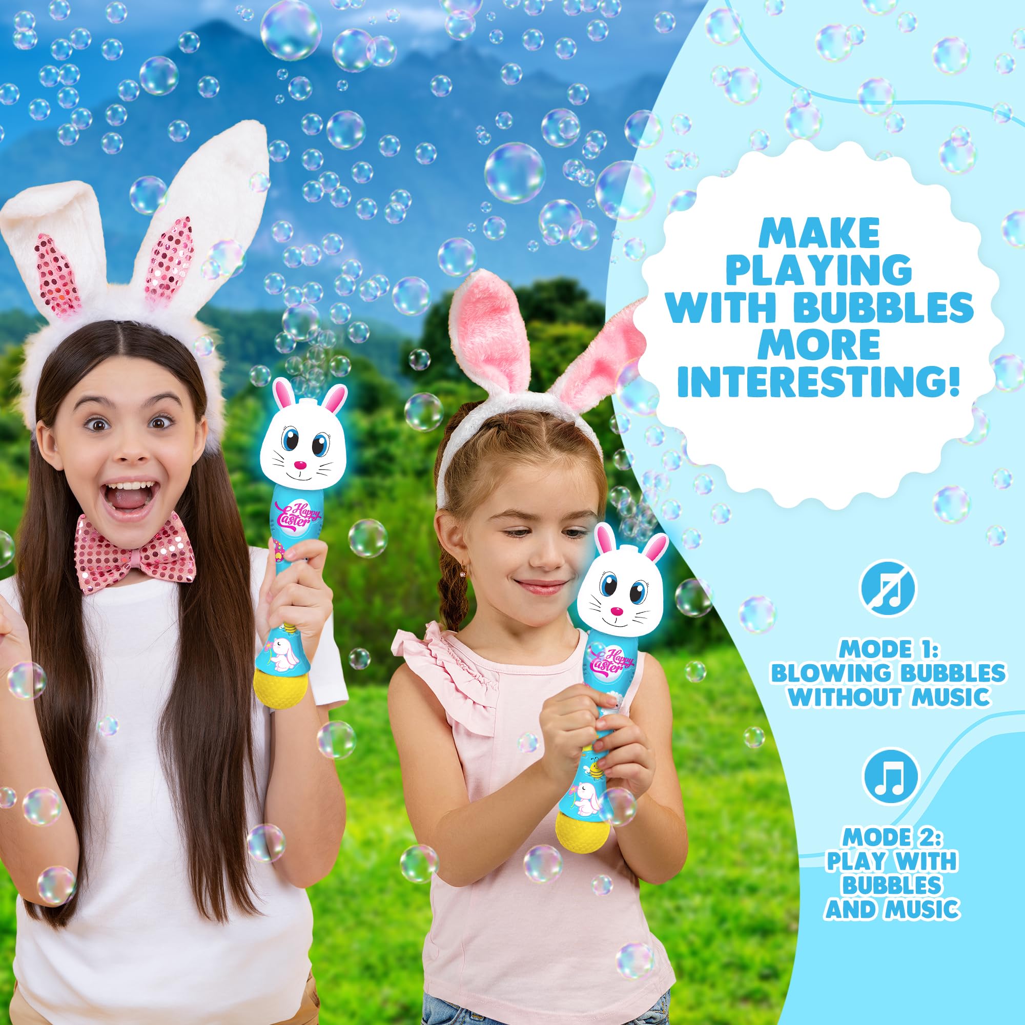 ArtCreativity Easter Bunny Bubble Wand side view highlighting the 14-inch kid-friendly design