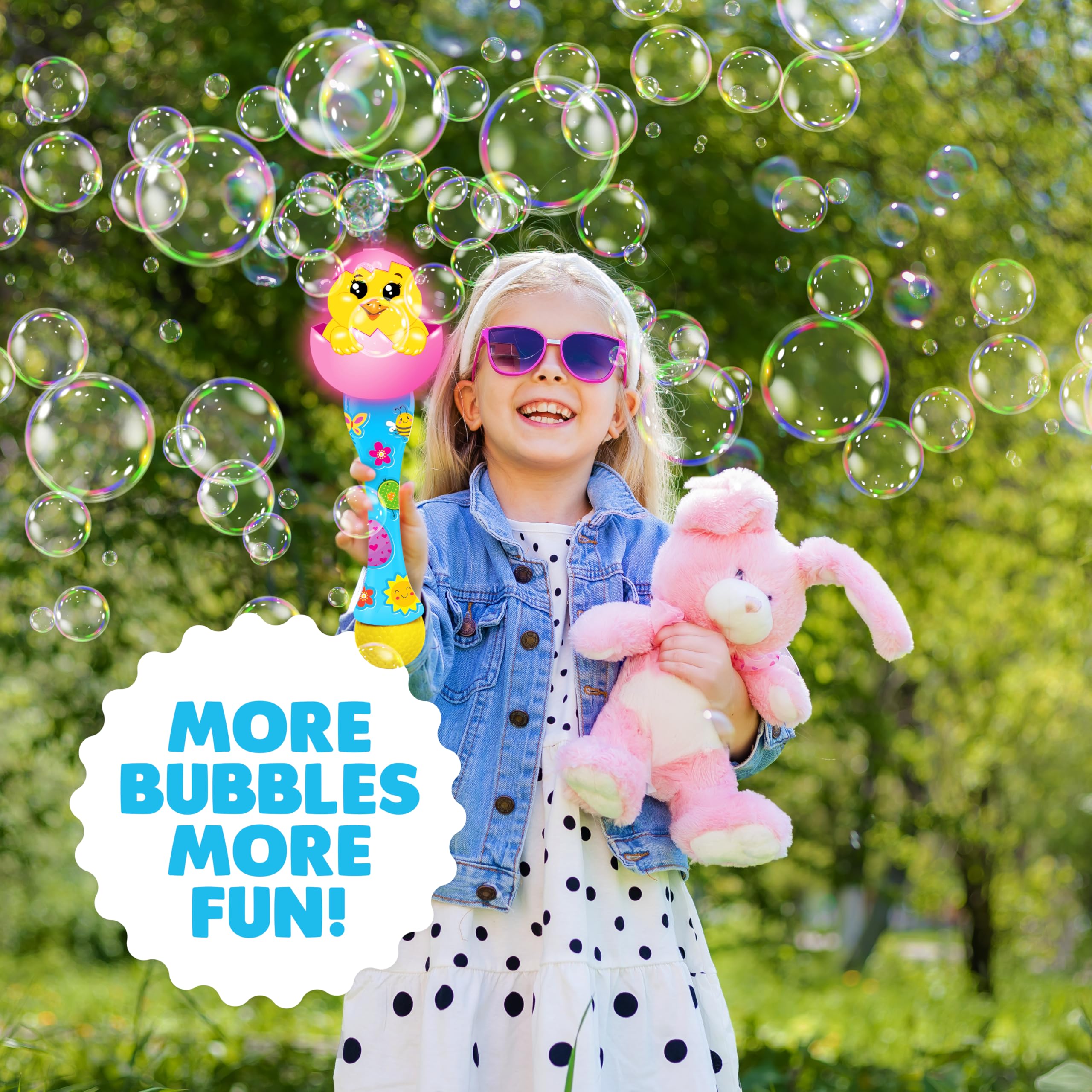 ArtCreativity Easter Chick Bubble Wand two play modes for versatile fun.