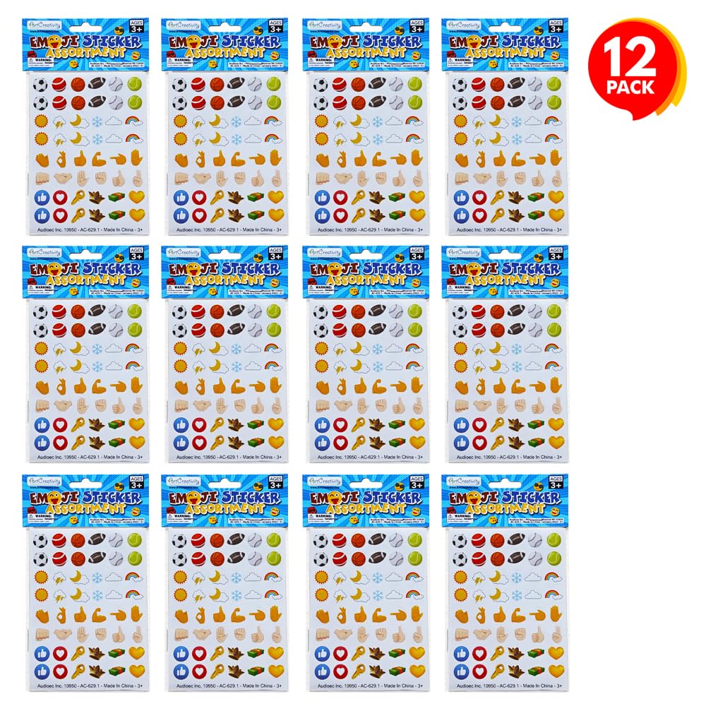 ArtCreativity emoticon stickers 48 per sheet, vibrant for notebooks and projects