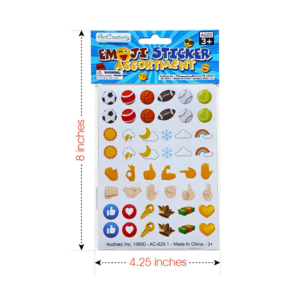 ArtCreativity emoticon sticker sheets per pack, easy to distribute