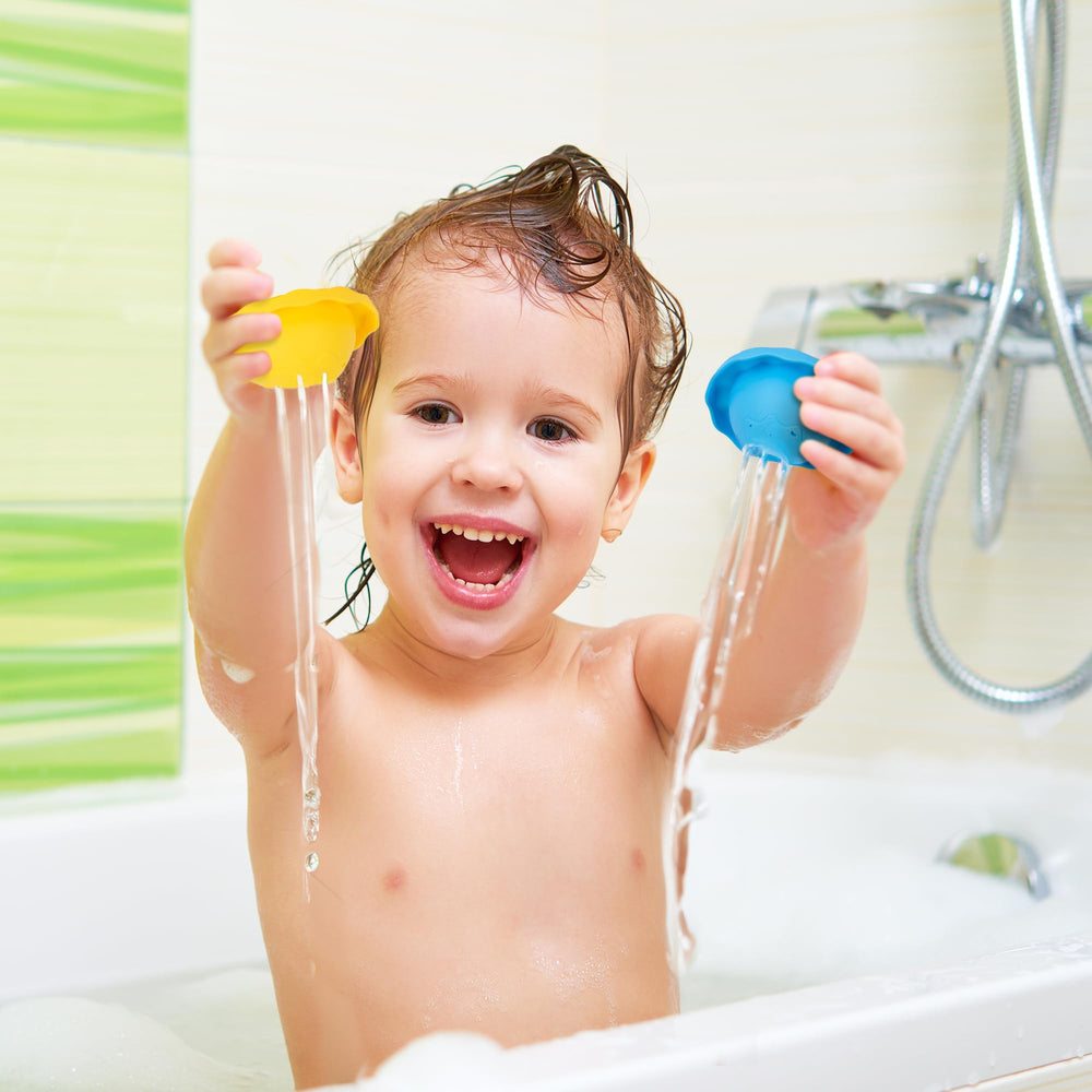 Family-design eggs with friendly faces spark storytelling during bath time