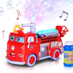 ArtCreativity fire truck bubble machine producing lively bubbles for outdoor play