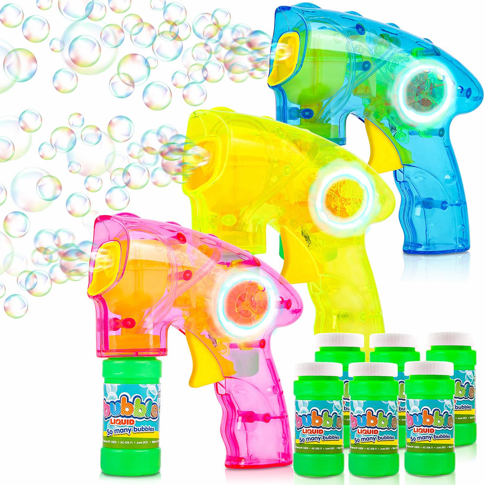 ArtCreativity light-up bubble blaster guns illuminate outdoor play with colorful bubbles
