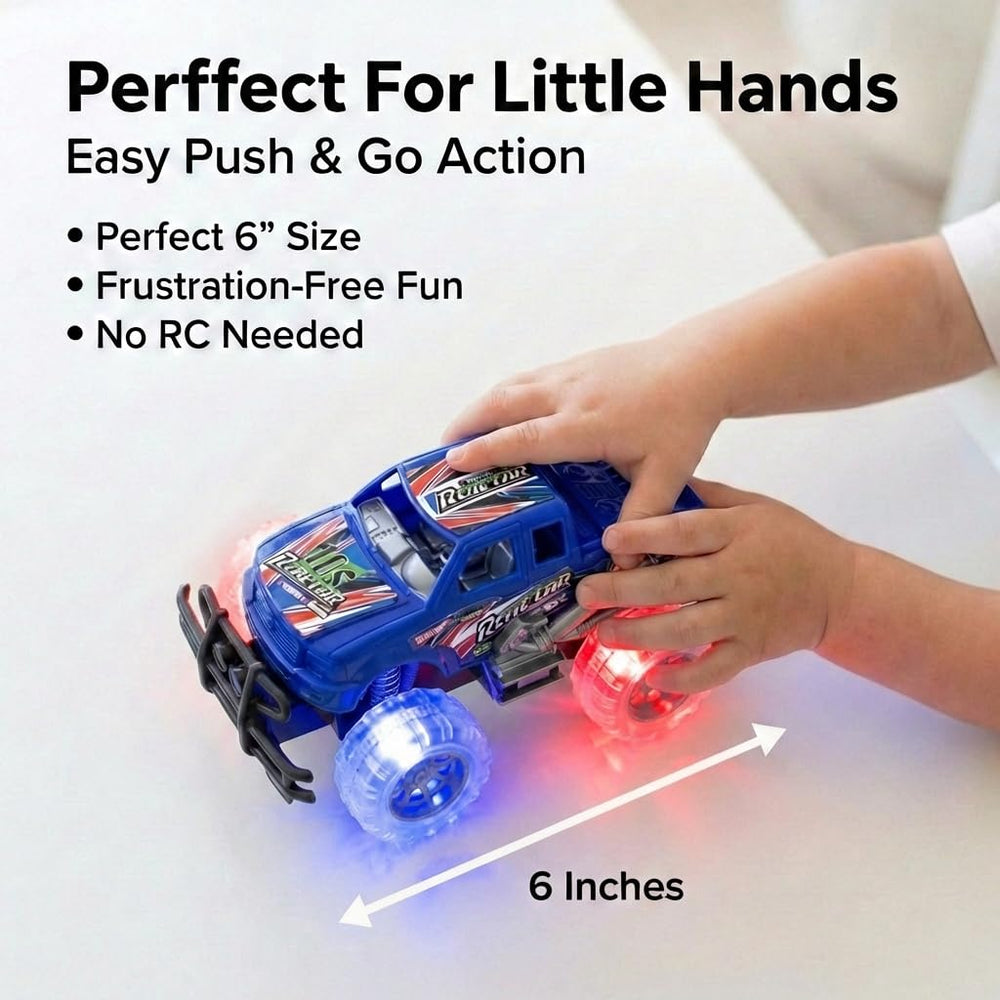 ArtCreativity light-up monster trucks battery access for quick toy setup.