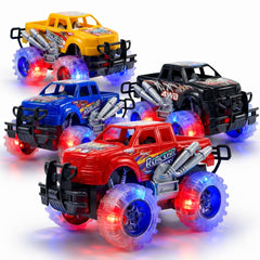 ArtCreativity light-up monster trucks front view, ideal for vibrant glow play.