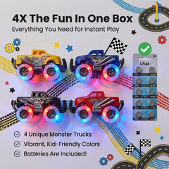 ArtCreativity light-up monster trucks racing decals add sporty appeal.