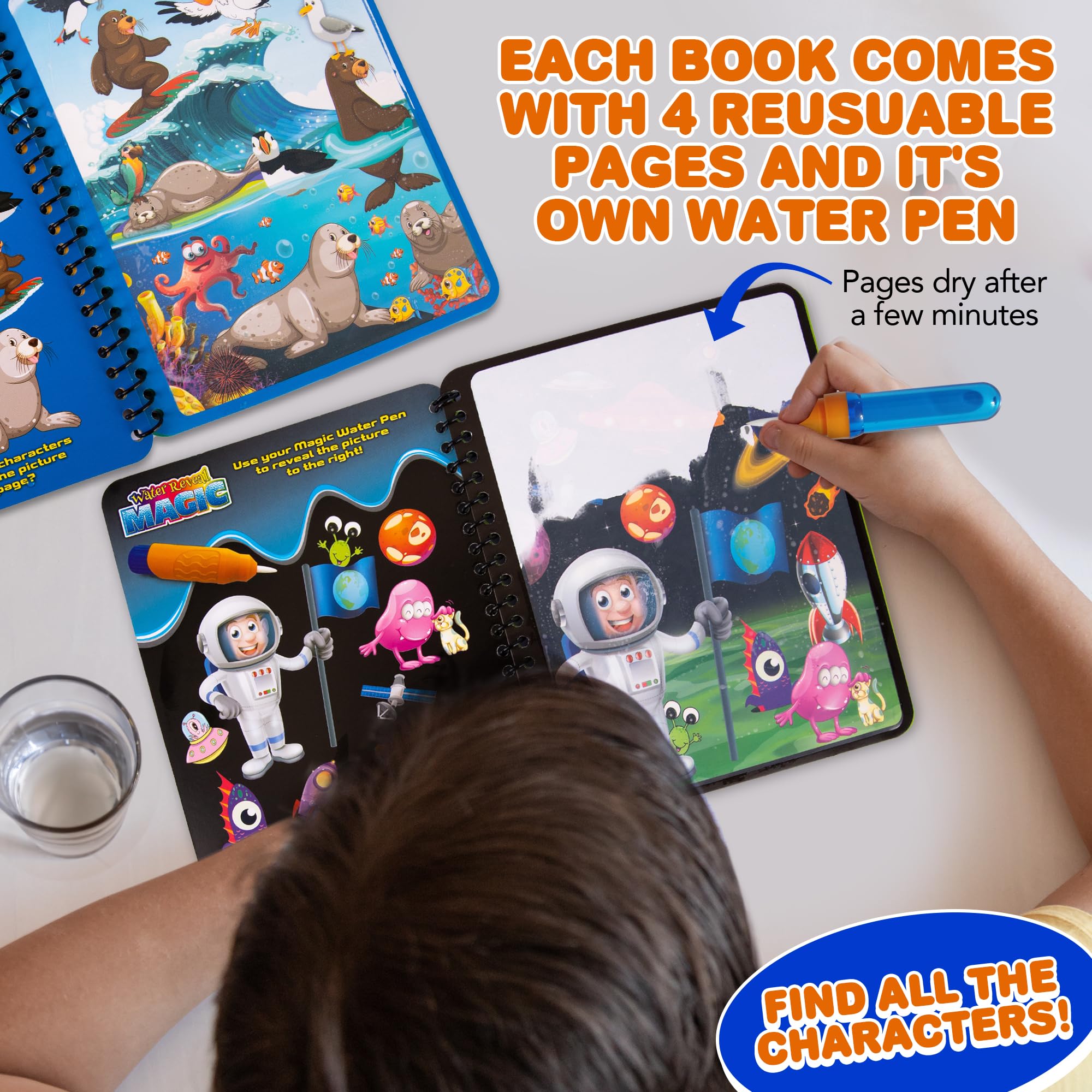 ArtCreativity Dinosaur theme magic water coloring book; spark imaginative play.